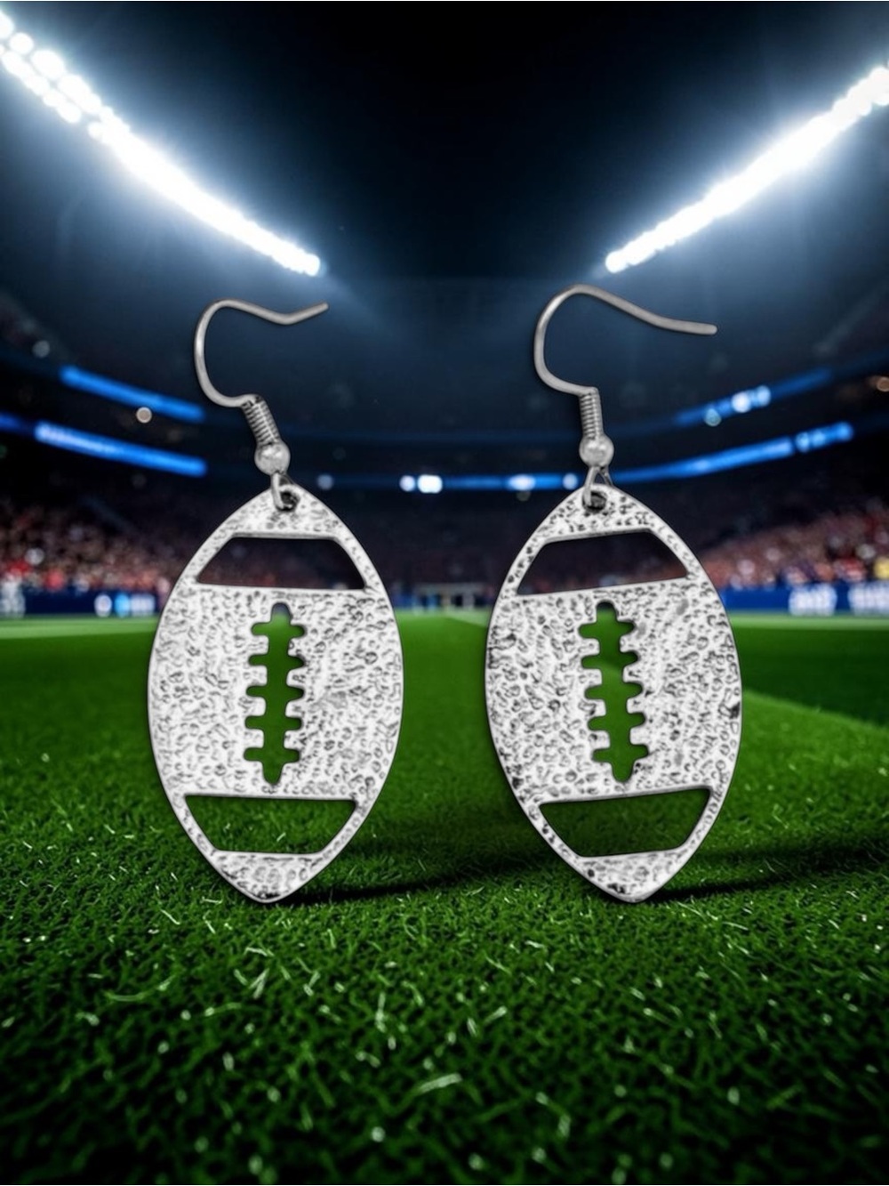 ARE YOU READY?! Silver Football Cutout Dangle Earrings - Women Jewelry l New